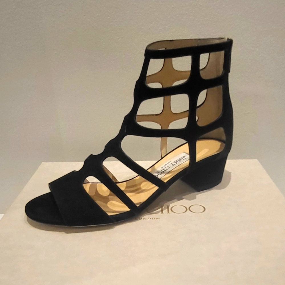 NEW! JIMMY CHOO Black Suede Sandals